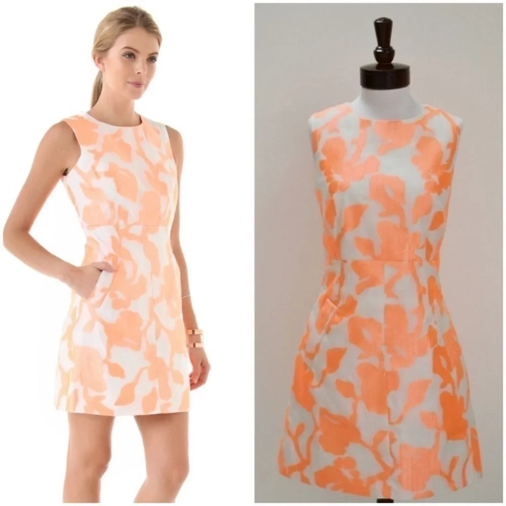 DVF Diane Von Furstenberg Women’s Size 4 Carpreena Rose Jacquard Mini Dress - Picture 1 of 15